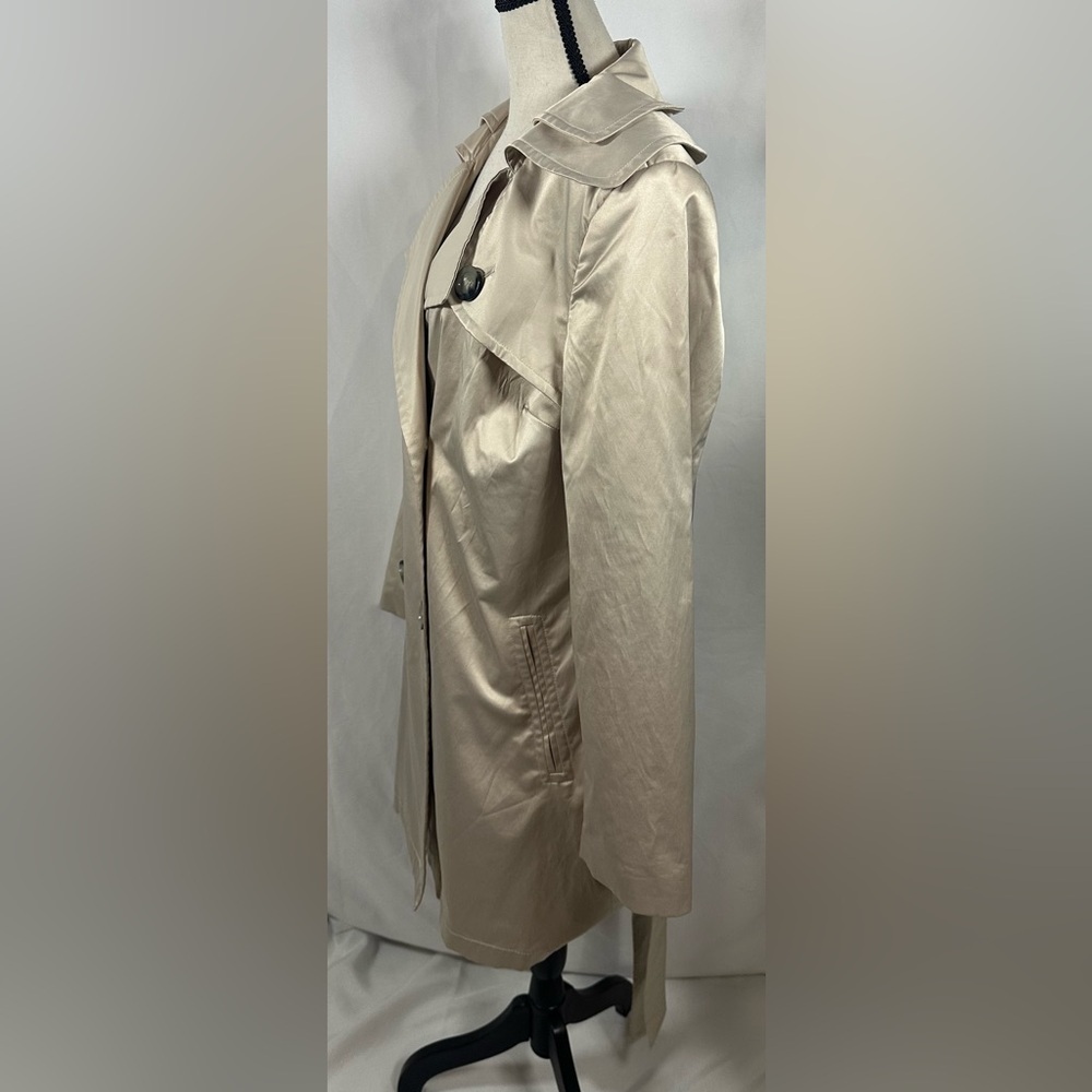 Alfani Shiny Trench Coat in Light Beige - Picture 3 of 12